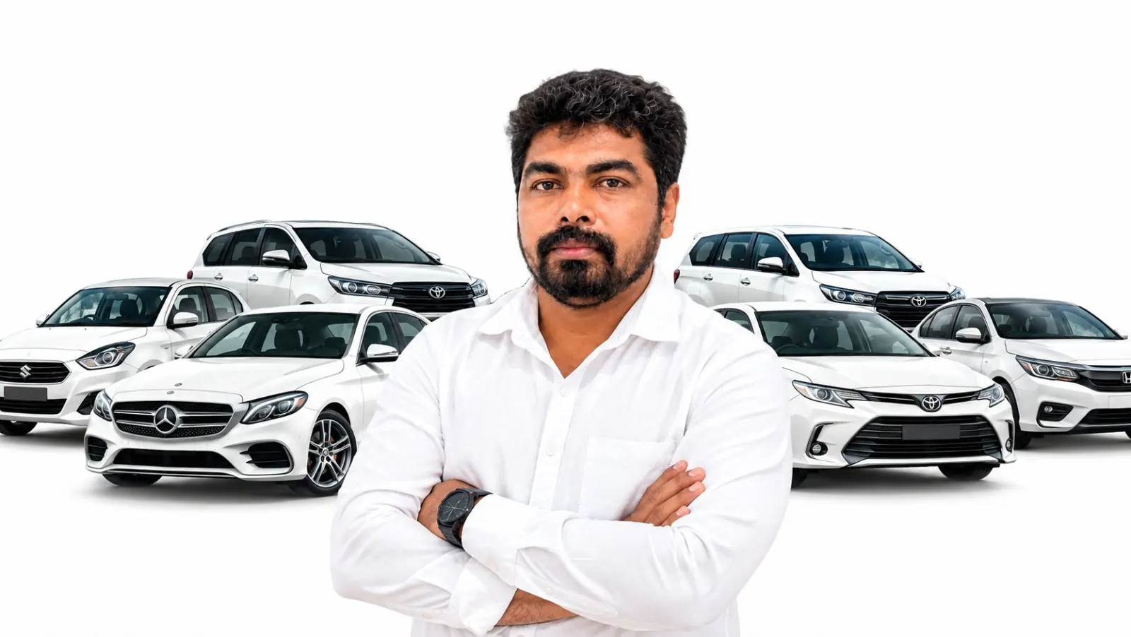 Potru Nagaraju, Founder of Vijayawada Car Travels, with the fleet